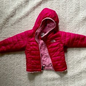 The North Face Baby Girls Pink Mossbud Swirl Reversible Winter Coat 6-12m
